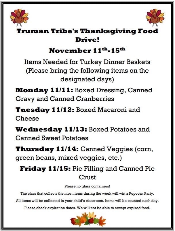 Thanksgiving Food Drive Flyer 